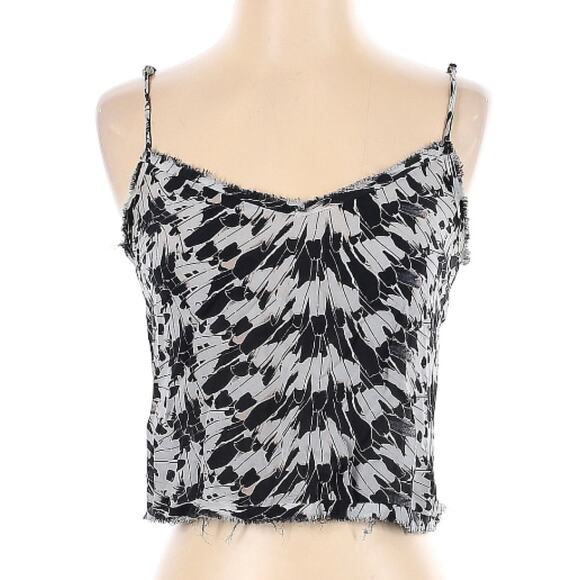 Love Shack Fancy Silk Feather Print Cropped Cami Tank Top 1 Small - Picture 2 of 6